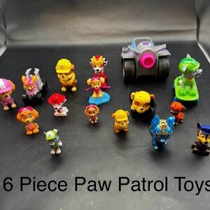 Paw Patrol Lot Of Sixteen Figures And Vehicles; Marshall, Skye, Rubble, Rocky